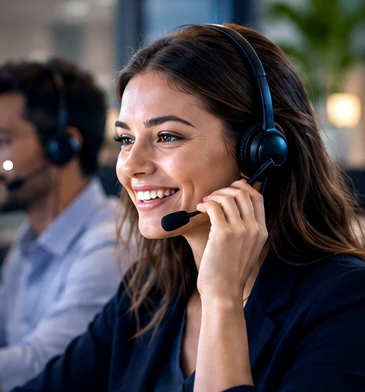 Illustrative image of a customer support professional wearing a headset